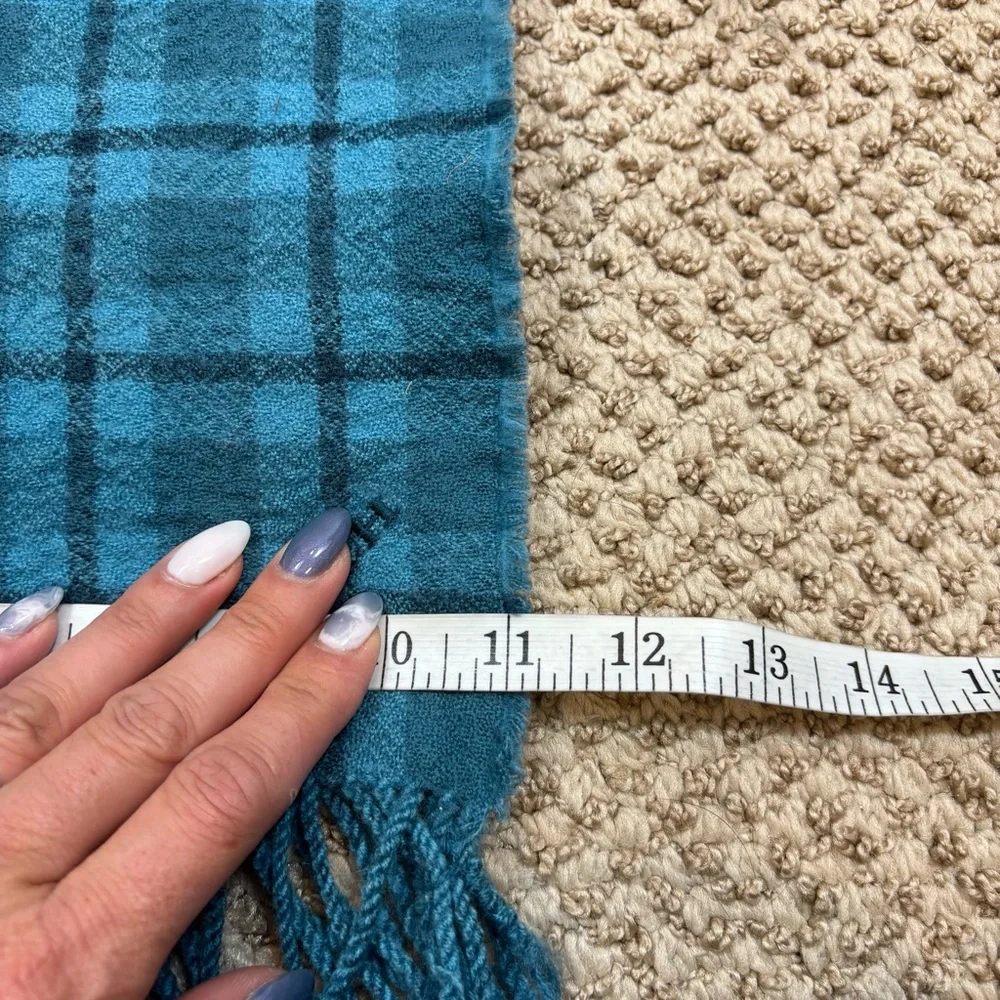 Ladies Coach Reversible Signature Plaid Double Face Fringe‎ End Scarf Dark Teal